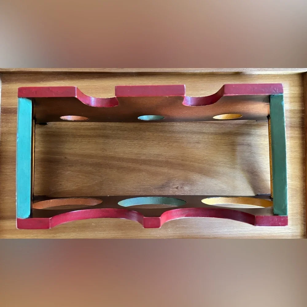 Pier 1 Imports Bohemian Painted Wooden Wine Rack Holds 5 Bottles